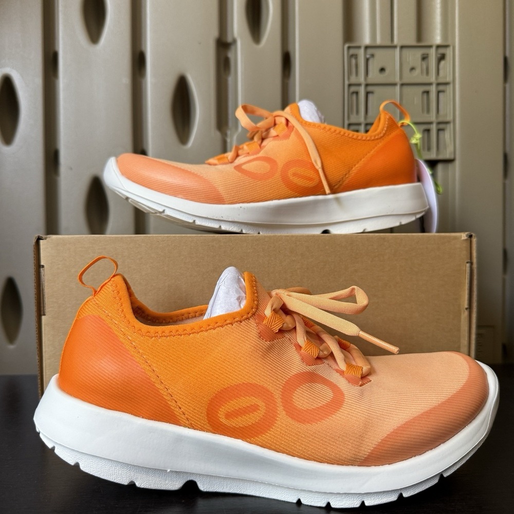 OOFOS OOMG Sport LS Orange Shoes Lace Recovery Comfort Lightweight Womens Size 7